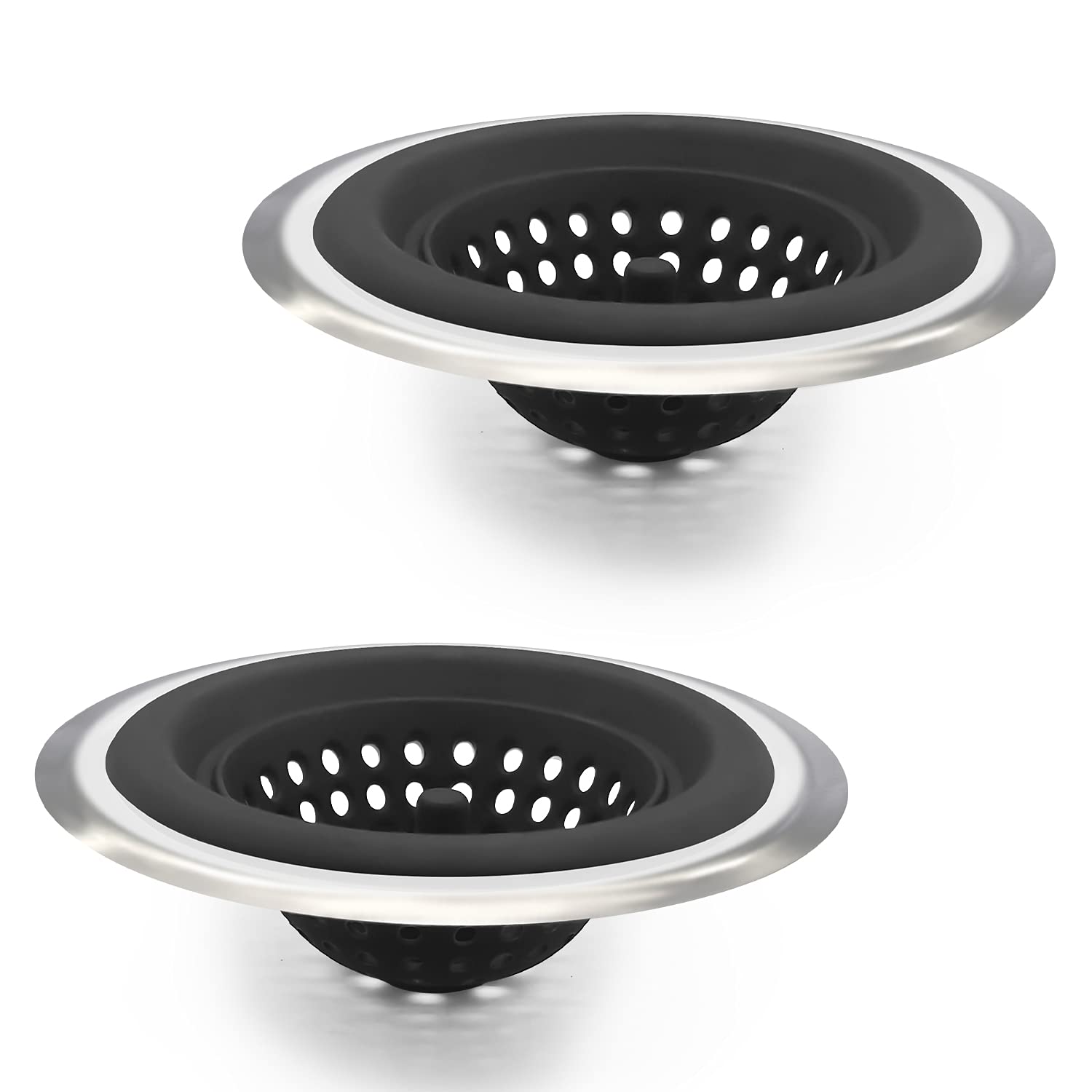 PROFECTUS Kitchen Set of 2 Sink Strainers, Flexible Silicone Good Grip Kitchen Sink Drainers, Traps Food Debris and Prevents Clogs, Large Wide 4.5’ Diameter Rim