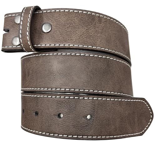 BC Belts Leather Belt Strap with Vintage Distressed Texture and White Stitching 1.5