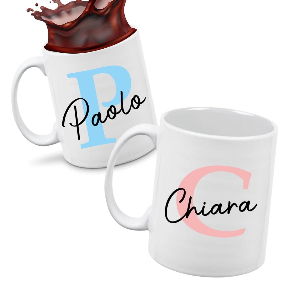 Coppia Tazze Babbo Natale Tazze Natale Personalizzate Con Nome - Coppia Di Mug 11 Oz Babbo Natale E Renna Design Babbo Natale Renna - Foto 4