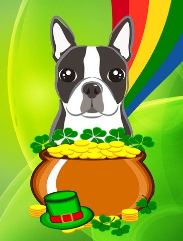 Boston Terrier St. Patricks Day Canvas House Flag