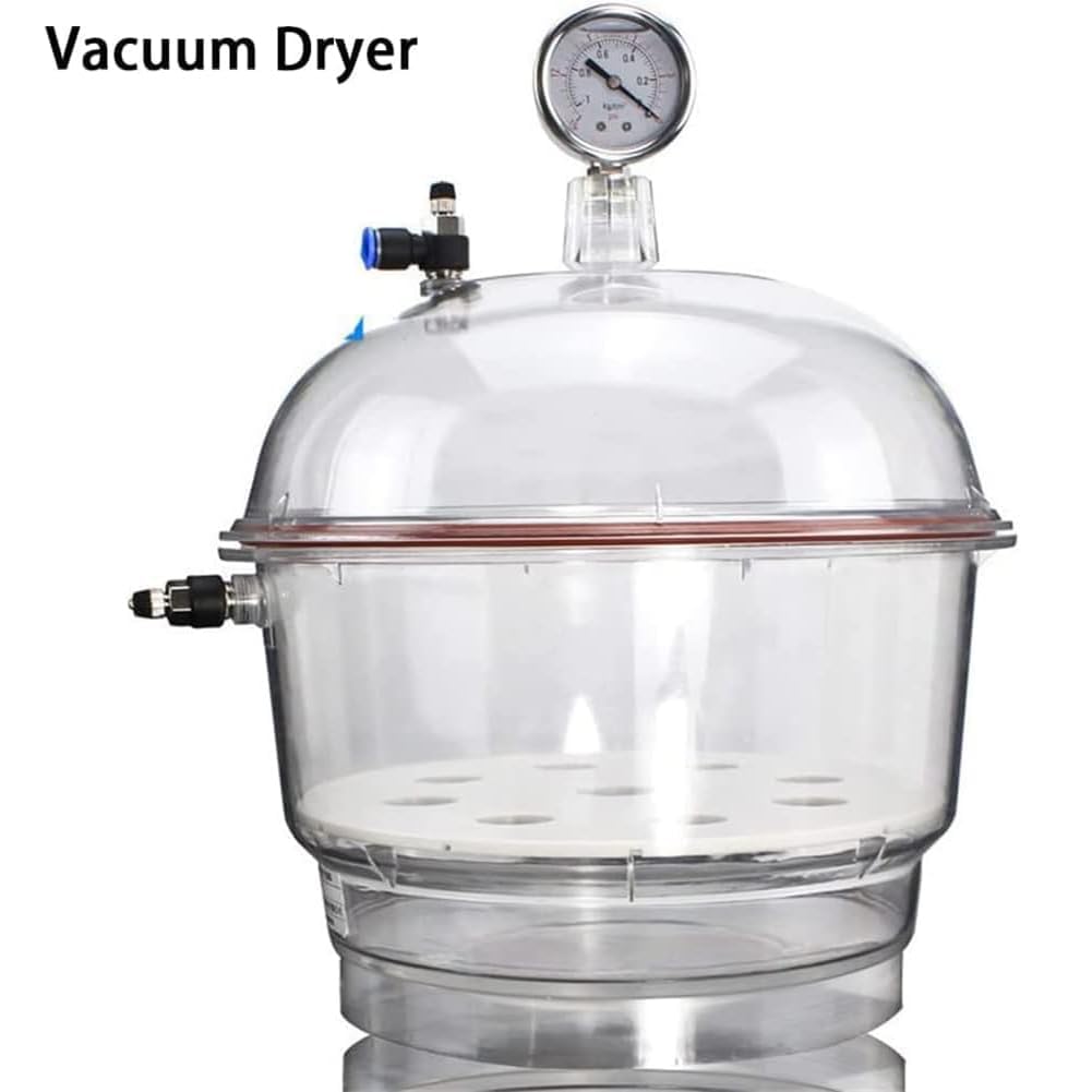 Tarro Secador De Vacío De Doble Válvula De 150 Mm, Desecador De Vacío De Laboratorio, con Manómetro, Temperatura Ambiente De Funcionamiento -25 ℃ -120 ℃, para Secado Y Almacenamiento Al Vacío
