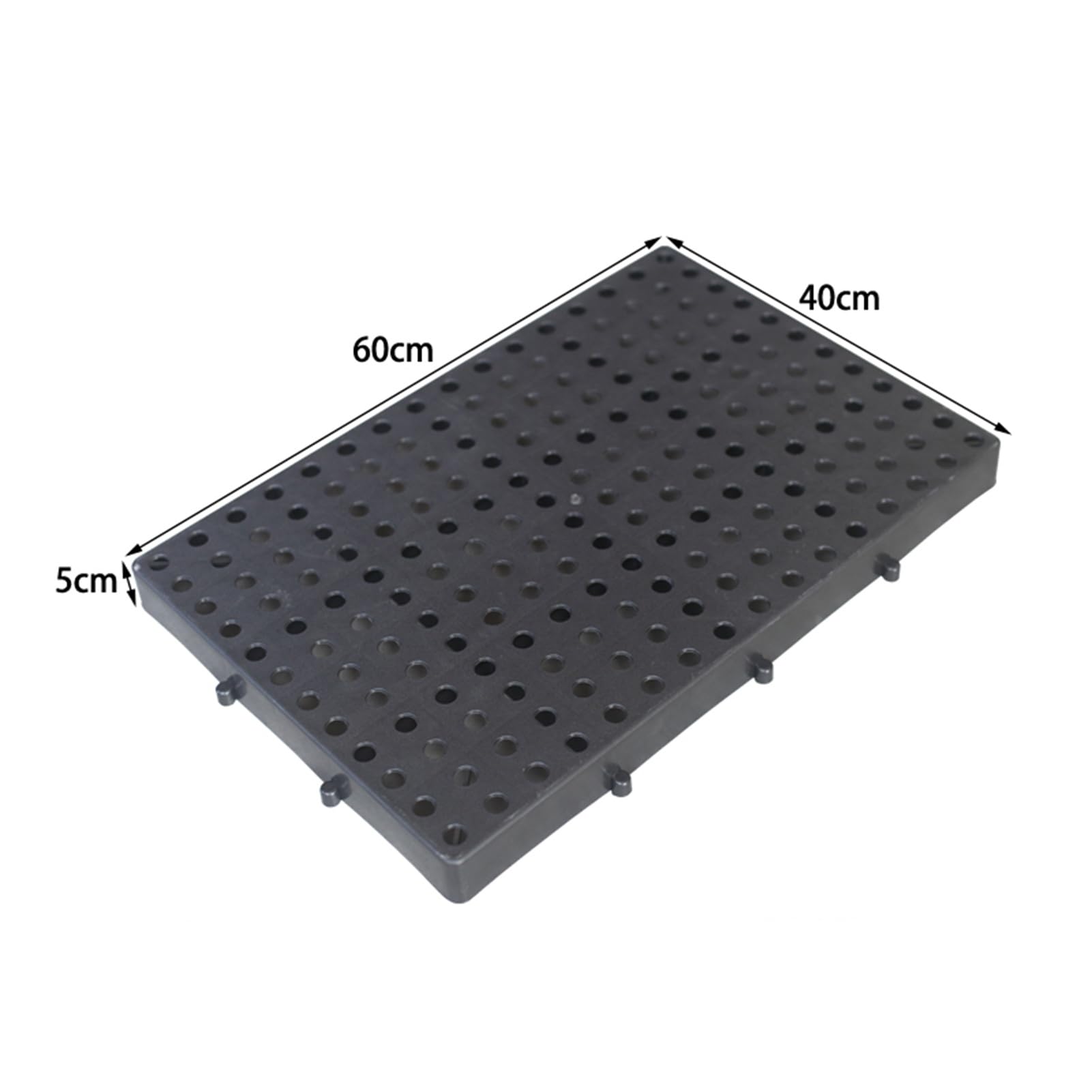 Pallet Plastica Riciclata 600x800x140mm - 5 Piedi, Portata 500kg Dinamica, Forato, Grigio/Nero - Foto 4