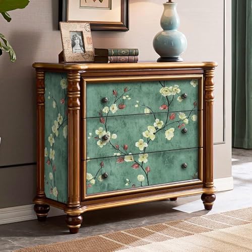 Image of Green Floral Self Adhesive Wallpaper, Waterproof Peel and Stick Removable PVC Wall Sticker for Living Room and Home Decoration (45x300 cm - Pack of 1)