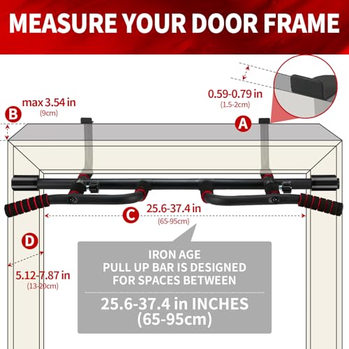 IRON AGE Pull Up Bar for Doorway : 2025 New Pullup Bar - Industrial Grade Steel, Hang & Go Training, Multi-Grip Horizontal Array - Image 6