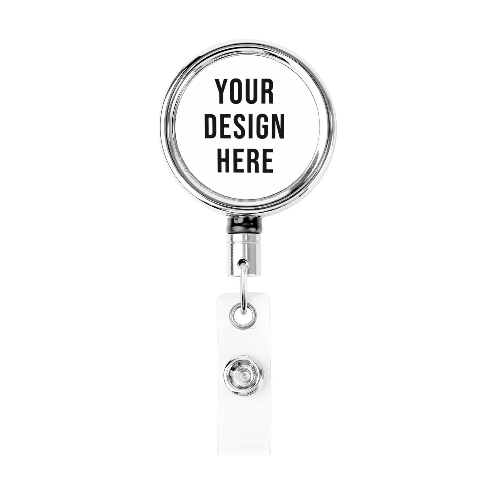 NaispandaCustom Photo Text Round Badge Holders 4cm Personalised Retractable ID Badge Holder Stainless Steel Customised Badge Reel with Picture for Office Worker, Medical MD RN, Nurse, Doctor, Teacher, Student