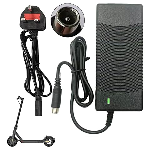 CJBIN Electric Scooter Charger, 42V 2A Charger for Xiaomi M365, Scooter Battery Charger,Replacement Scooter Charger Adapter with LED Charging Indicator,for Xiaomi M365 Ninebot ES1 ES2 2S3 ES4 UK plug Cover