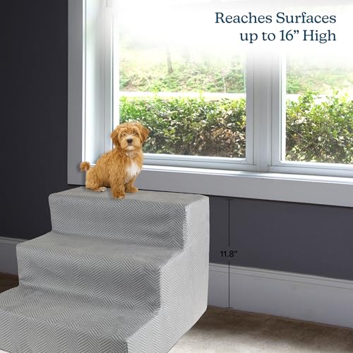 image for Dog Stairs for Small Dogs - 3-Step Dog Steps for High Bed and Couch - 