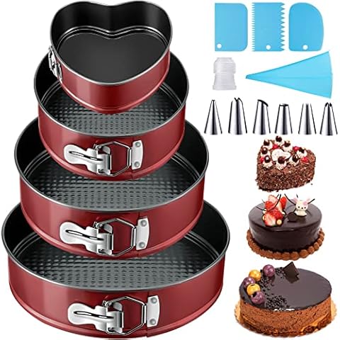 Tonsooze Springform Kuchenform 12/18/22/26 cm Rund, Backform mit Antihaftbeschichtung auslaufsichere Kuchenform runde Backform aus Stahl Cover