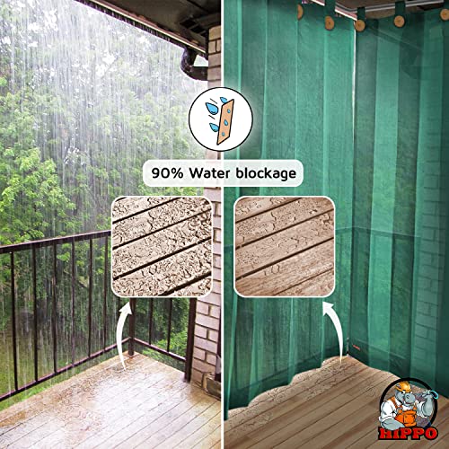Image of HIPPO 180 GSM HDPE Outdoor Loop Curtain for Balcony & Patio Sun Blocking, UV Protection & Light-Filtering Curtains(Midnight-Green- 4.5FTX4.5FT) Pack of 2