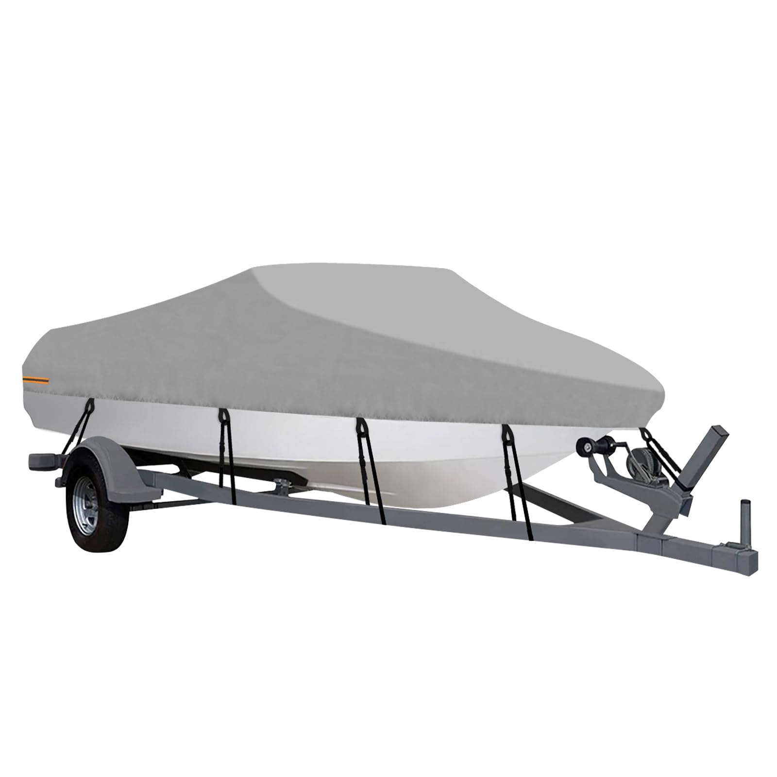 OutdoorLines Waterproof Boat Covers 17-19 Ft Long Gray- Heavy Duty UV Resistant Trailerable Boat Covering for V-Hull,Tri-Hull, Bass Boat, Runabout Boat, Fish&Ski,Pro-Style Fishing Boat