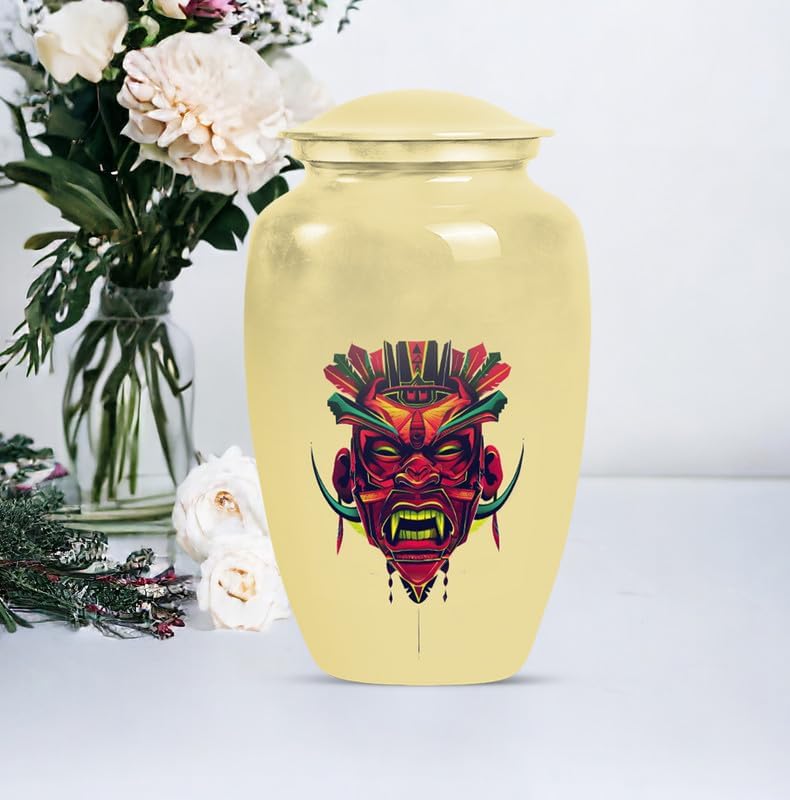Native American Urn Ashes for Adults Female & Male, Teacher & Student Teaching Memorial Urn for Adult Ash, Large with Velvet Bag, Burial Cremation Urns for Human Ashes Women,, Beige