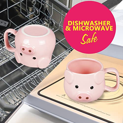 Tocooto Pig Coffee Mug 14 Oz Ceramic Novelty Coffee Mug 3D Porcelain Tea Mug For Women Christmas Housewarming Holiday Birthday Gifts For Women Mom Kids Teacher And Best Friend Pink #TOP3