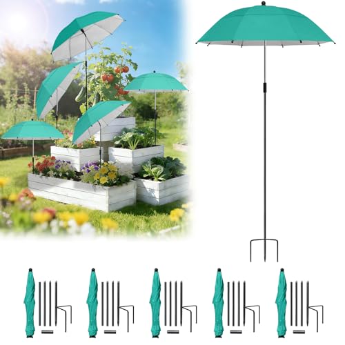 Plant Umbrellas Double Canopy- 5PCs 360Adjustable Garden Umbrella for Outdoor Plants 24 Large Sun Shade for Garden Bed Potted Plants 47.8 Higher Plant Shade Cover Umbrellas for Sun-Sensitive Plants