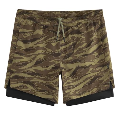 Image of maamgic Mens Workout Shorts 2 in 1 Stretch 5 inch / 7 inch Gym Shorts Running Shorts with Compression Liner Zip Pocket