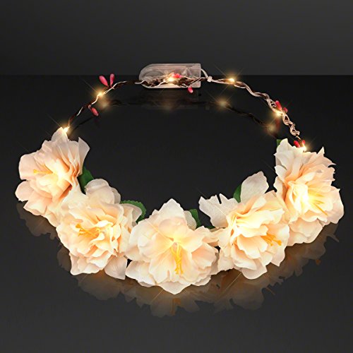 Flashingblinkylights Light Up Flower Crown Headband For Festivals With Warm White Led Lights For Weddings And Festivals #TOP1