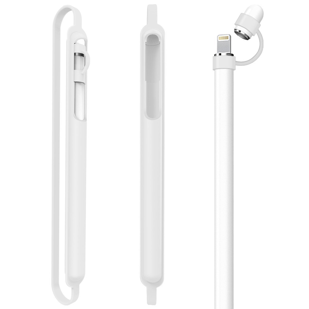 Case for Apple Pencil, Soft Silicone Protective Cap Apple Pencil Cap Holder Grip Cover Adapter Tether Accessories Pocket Sleeve For Apple Pencil Accessories 9.7/10.5 Pen