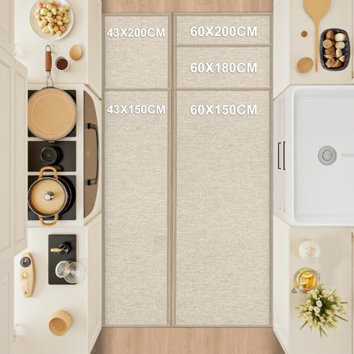 LEKEEPGO Tappeto Cucina Antiscivolo Lavabile 43x150cm, Assorbente Tappetino Tappeti Cucina Lavabile, Tappeto Passatoia per Corridoio, Lavanderia, Torta Corritore, Beige - immagine 3