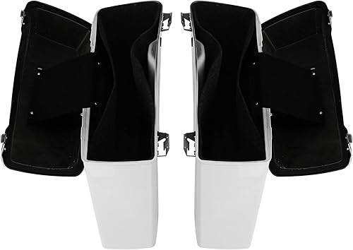 Miniatura 5 de XFMT Alforjas duras para motocicleta, color blanco, para maletero, con tapas y cierres cromados para Harley Touring Road King Street Glide Road