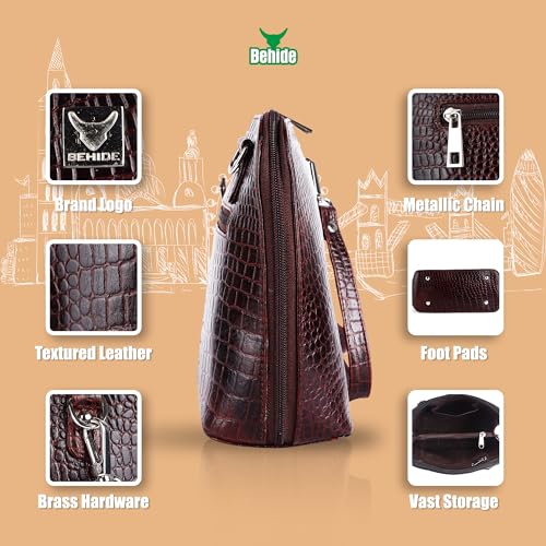 Image of BEHIDE Women's Genuine Leather Sling Bag - Stylish Cross-Body Handbag for Women, Adjustable Shoulder Strap