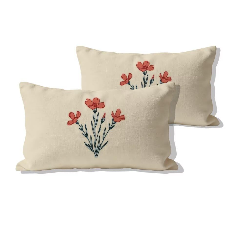 Housse de coussin extérieure fleur marron 40x80 pour sublimer votre salon de jardin moderne