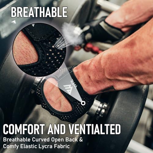 WESTWOOD FOX Guantes de Fitness, Guantes de Entrenamiento Transpirables para Hombre y Mujer, Guantes de Levantamiento de Pesas, Culturismo, Gimnasio, Ejercicio (Negro Sin Muñeca, M) - imagen 2