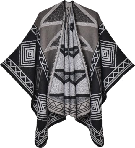 Image of Scarf Shawl for Women Fall Warm Pashmina Scarve Classic Jacquard Tassel Split Cape Soft Shawl Wrap Poncho Open Front Cape Women Poncho Shawl Cardigan Open Front Cape Wrap（2024061-5,130x150cm