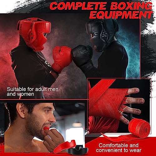 Image of Kanayu 14 Pcs Boxing Gloves and Headgear Set for Beginners Youth 16 Ounce Boxing Gloves Headgear Helmet Hand Wraps Mouth Guards Equipment for Beginners Training Equipment Gifts