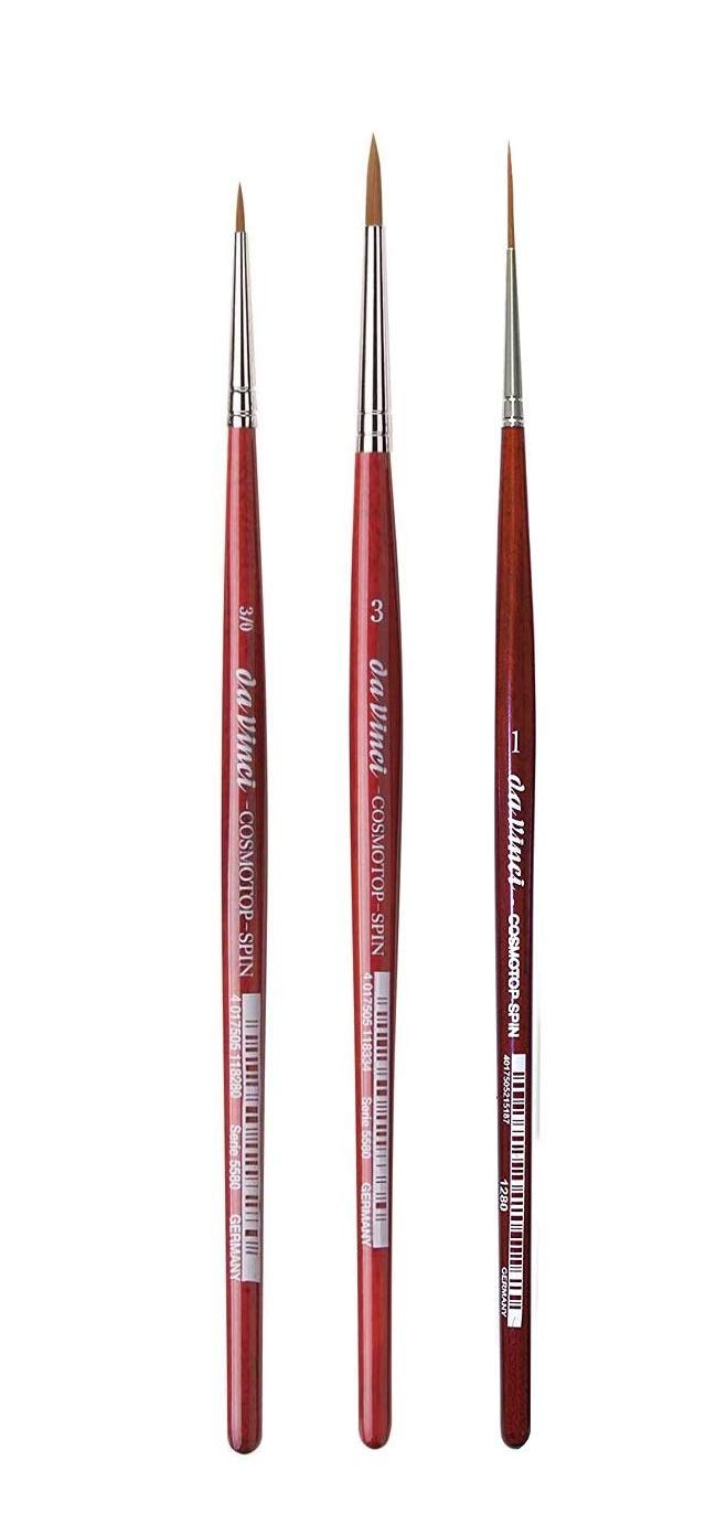 Da Vinci Series 5580 cosmotop Spin Brown synthétiques, n ° 0/3, 3. + Da Vinci 1280 Series Pinceau Rigger en Fibre synthétique, Rouge,NO° 1. fabriqué en Allemagne,