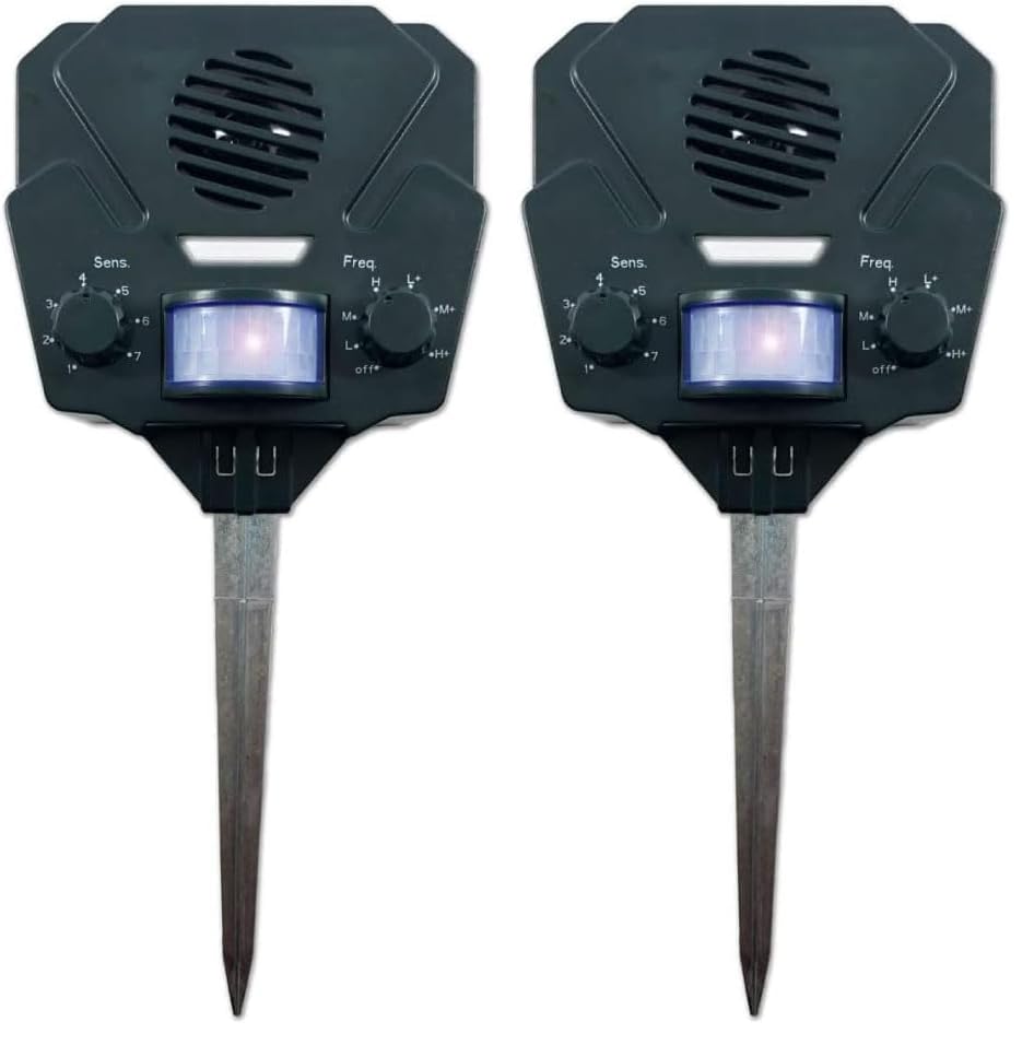 Bird-X Solar Yard Gard Electronic Animal Repeller Keeps unwanted pests Out of Your Yard with ultrasonic Sound-Waves (Pack of 2)