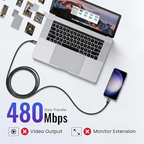 Image of Verilux PD 60W Type C to Type C Cable Fast Charging 5M /16.4FT, 480Mbps Data Cable C Type Fast Charging Nylon Braided C Type Charger Cable for iPhone 17 /17 Pro /17 Pro Max /16 /15, Galaxy S25 /S24 /S23