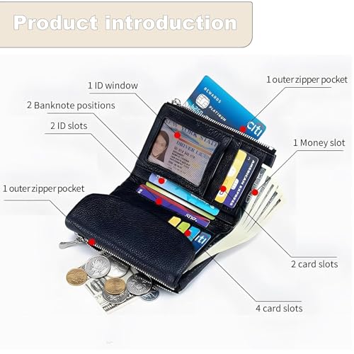 Joyfullygo Wallet, Joyfullygo Unisex Pebble Leather Wallet, 5.3in Short Genuine Leather Coin Card Holder, Genuine Leather Coin Purse with Credit Card Holder, Coin Holder & Cash Slots (color 1)3