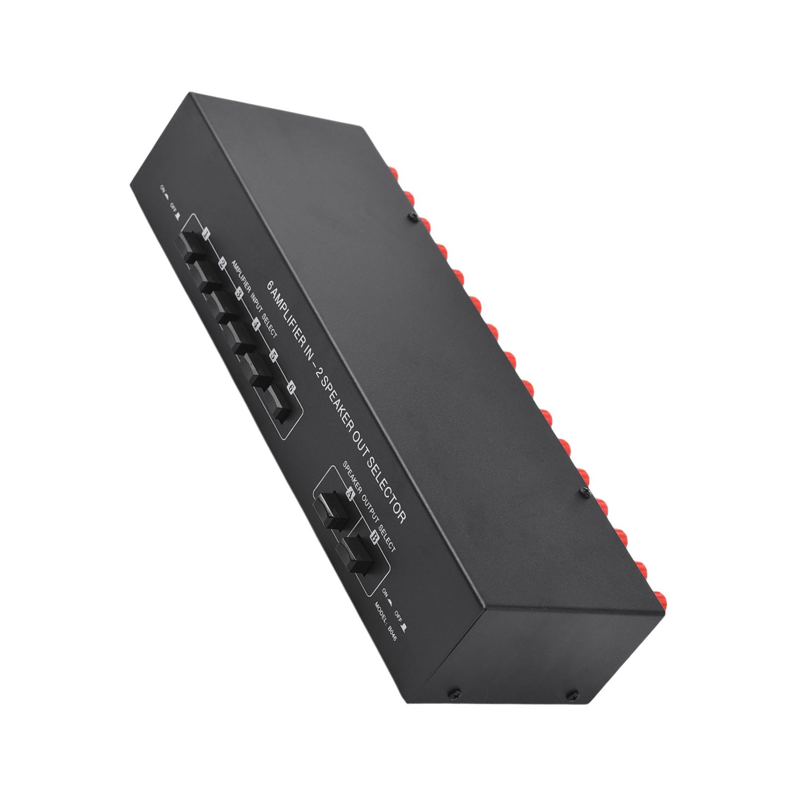 Sélecteur D'amplificateur Compact 6 en 2, Commutateur de Haut-Parleur de Puissance pour Distribution Audio Personnalisée, Boîtier en Acier, Noir, 12,6 X 5,4 X 2, Pouces