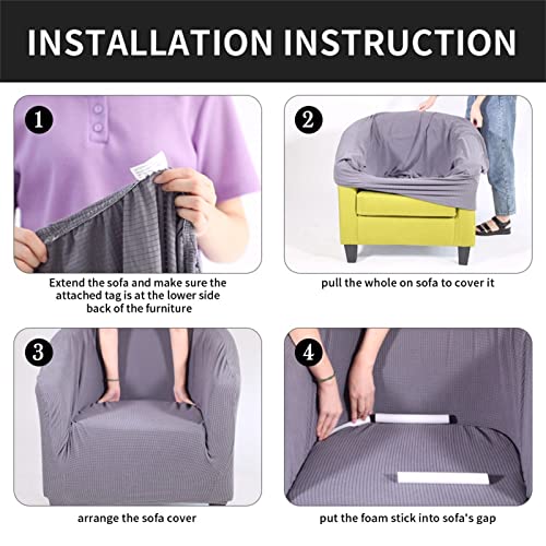 Image of SearchI Club Chair Slipcover Stretch Barrel Chair Covers Solid Color Tub Chair Slipcovers Spandex Armchair Sofa Cover Removable Couch Furniture Protector Arm Chair Cover for Living Room(Black)
