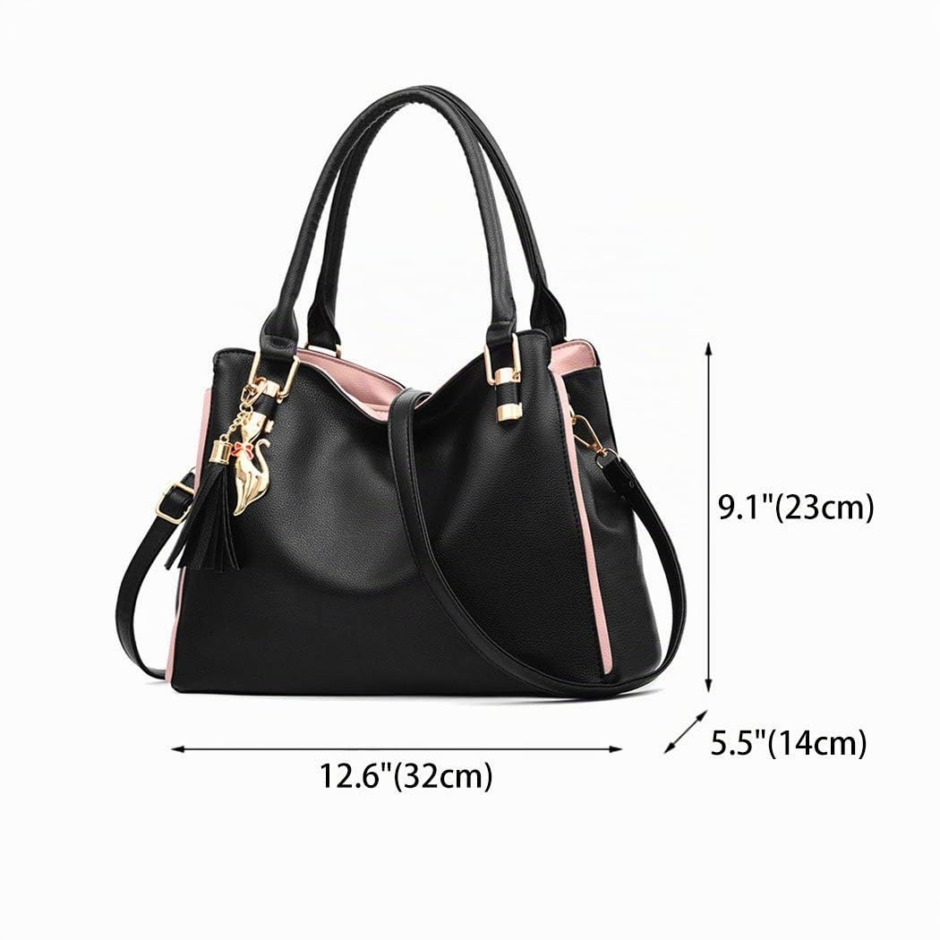 BUKESIYI Damen Tasche Umhängetasche Handtasche Frauen Klein Schultertasche Weekender Lack PU Leder DE77157 Schwarz