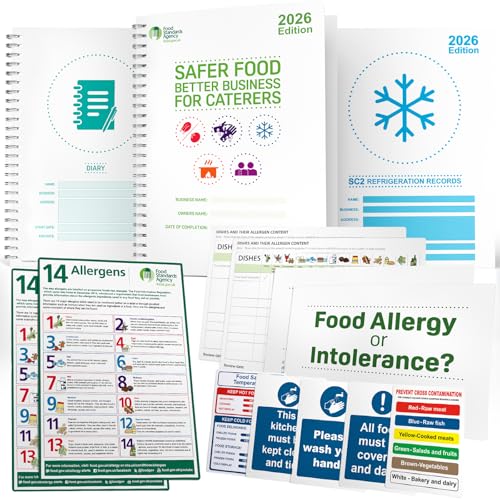 2026 Safer Food Better Business Complete Kit SFBB Caterers Pack 13M Diary & SC2 Temp Logs HACCP/EHO Inspection Approved with Stickers & Hygiene Signs