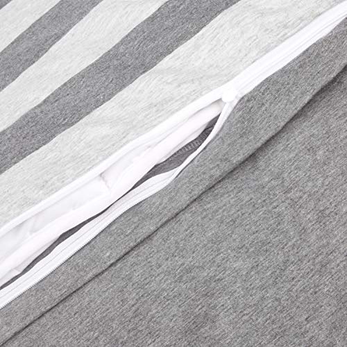Amazon Basics - Bettwäsche-Set, Jersey, breite Streifen, 135 x 200 cm / 80 x 80 cm, Grau - Image 6
