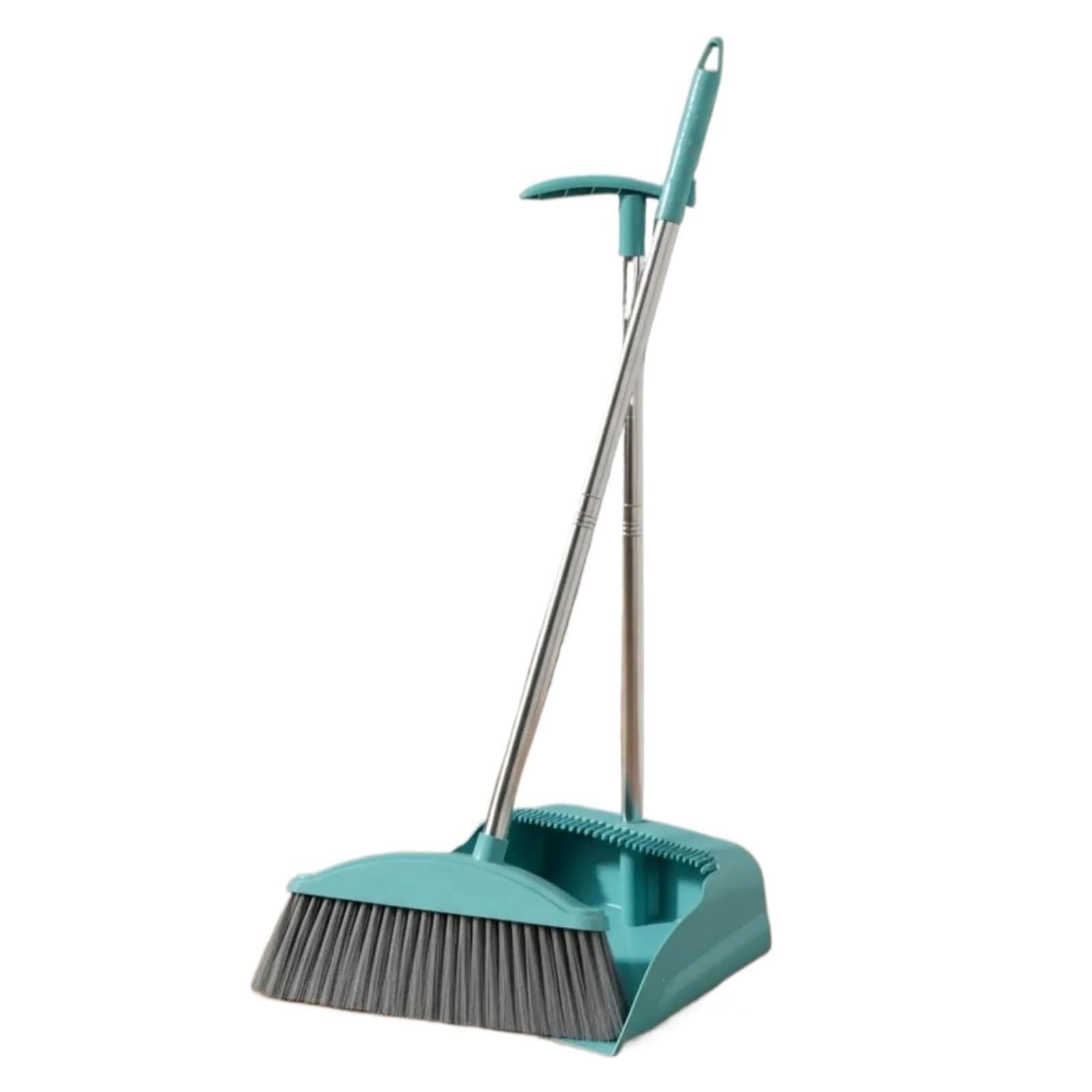 Broom and Dustpan Thick Bristles Soft Bristle Sweeping Easy Storage(Blue)