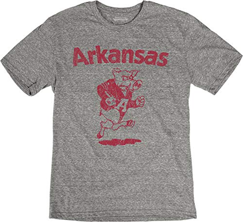 Reserve Collection by Blue 84 NCAA Arkansas Razorbacks Men's Vintage Tri-Blend Vault T Shirt, Arkansas Razorbacks Heather, Large