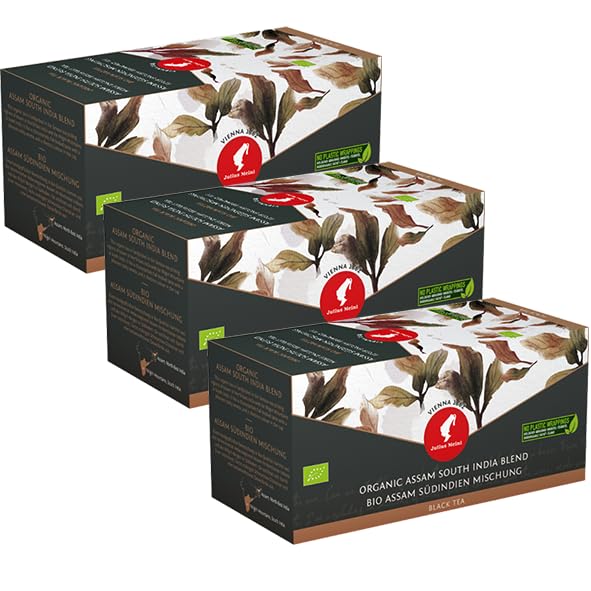 Julius Meinl Bio Schwarztee Assam Südindien Mischung - 20 Pyramidenbeutel | Kräftiger Bio-Schwarztee | 100% natürlich und intensiv im Geschmack | 3er Pack