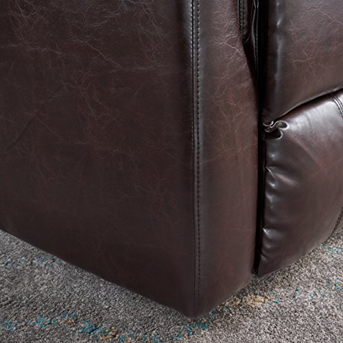 Christopher Knight Home Jennette Tufted Leather Swivel Gliding Recliner, Brown / Black