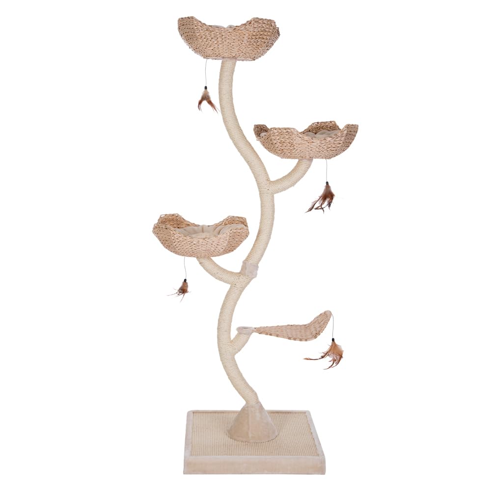 zooplus Kratzbaum Cat´s Flower XXL | 3 Schlafkörbe mit Wendekissen | inkl. Katzenspielzeug | robust und standfest | Höhe: ca. 183 cm