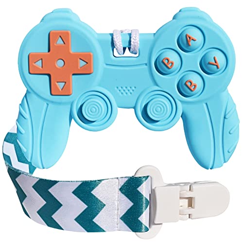 Image of BIGSPINACH Baby Video Game Controller Teether Toy Funny Baby Teething Toys for Babies Gamer Controller(Blue)