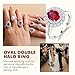 DAYBYDAY Ruby Rings for Women 925 Sterling Silver Big Red Stone Ring Double Halo Engagement Ring Size 7 July Birthstone Jewelry