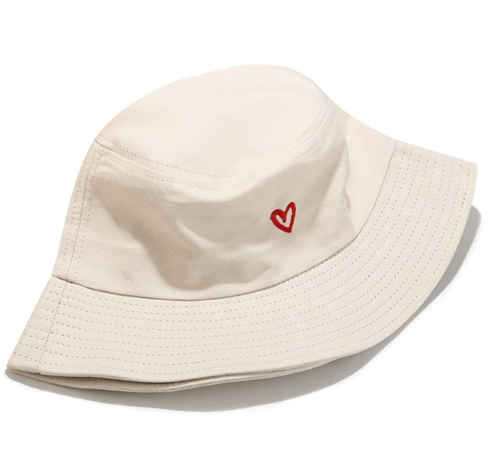 XYIYI Mode Embroidered Fischerhüte Baumwolle Strand Sonnenhut Fischerkappe für Damen Jugendliche