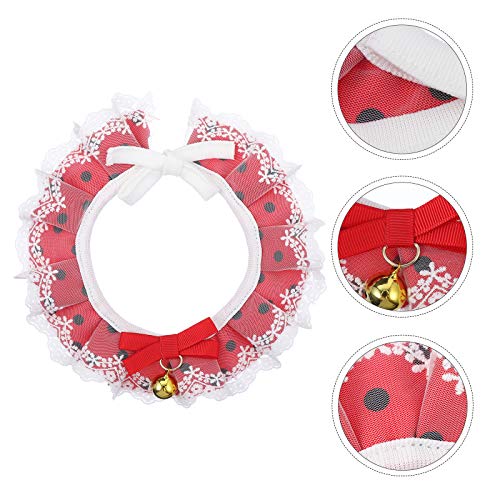 Coleira para gatos de estimação em renda com bolinhas bowknot (vermelho tamanho XL)