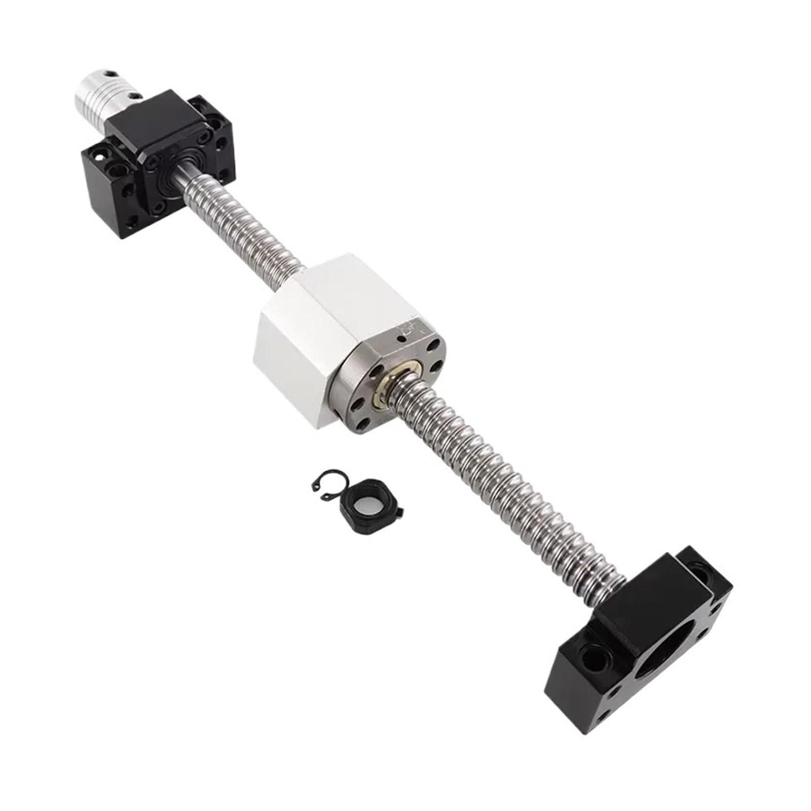 Vis à billes anti-jeu Vis à billes roulées SFU1605 avec extrémité usinée + écrou bille + boîtier d'écrou + Support BK12BF12 + coupleur(SFU1605-400mm)