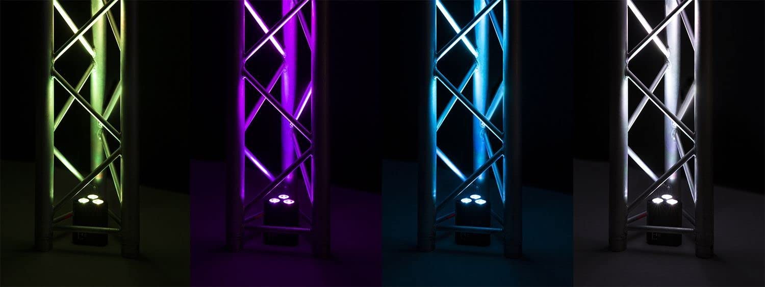 BeamZ BBP93 Akku LED Strahler 4er Set Uplight, 3x10 Watt Effektstrahler, RGB LED Spot, Bühnenbeleuchtung, Lichteffekte, Fernbedienung, Disco Licht, Partylicht Musikgesteuert, Ambiente Strahler