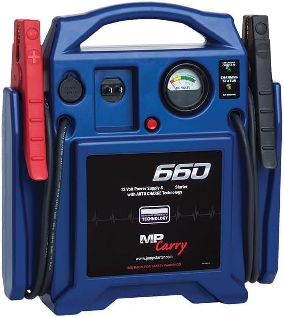 JNC660 Jump Starter with Heavy-Duty Clamps 1700 Peak Amps 425 Cranking Amps 12 VDC Power Outlet 46 2