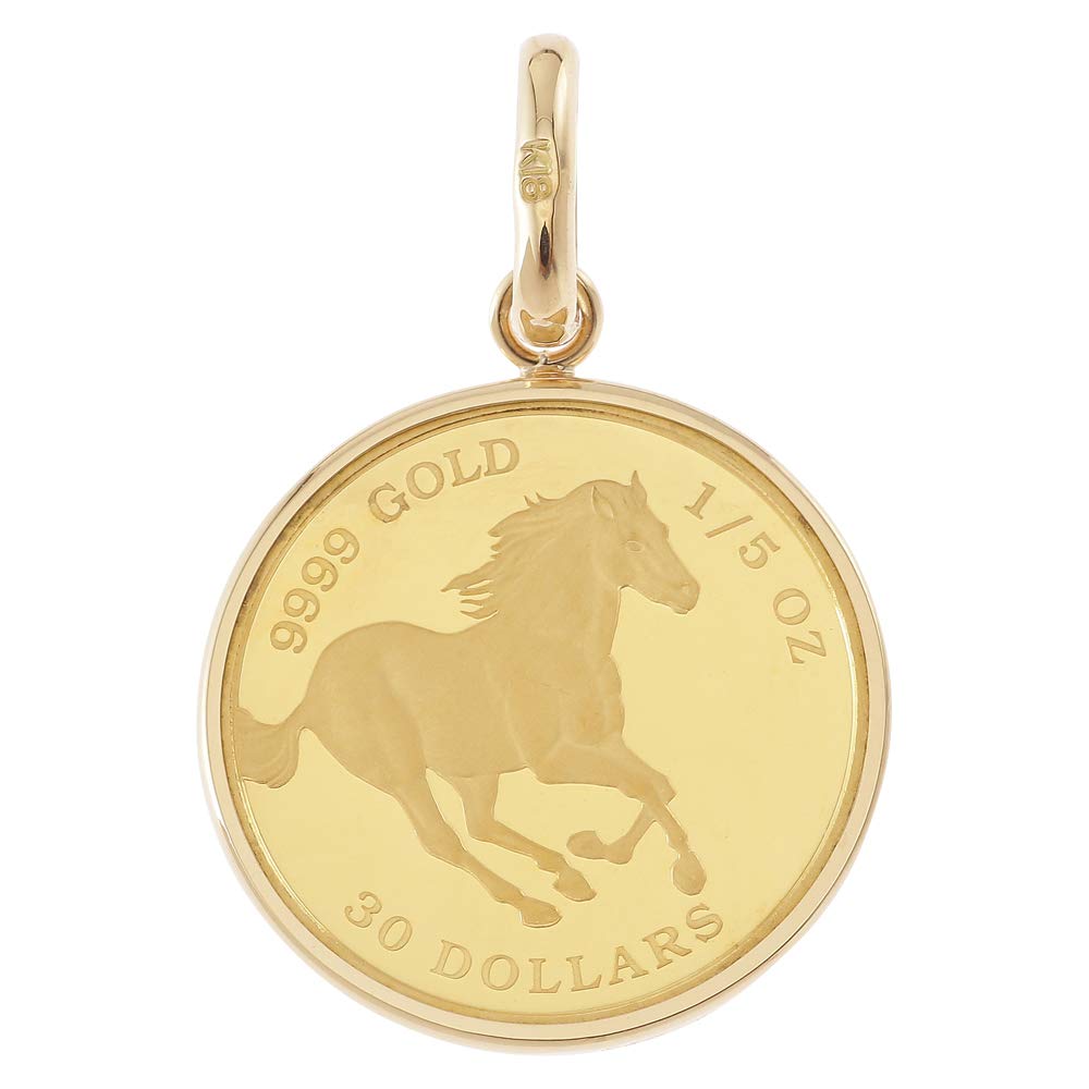 Amazon.co.jp: 純金 ツバル ホース コイン 1/5oz 金貨 ペンダントトップ K18 枠付き 24金 : ファッション