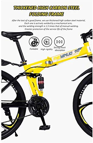 Vélo électrique électrique VTT Mens Mountain Bike 26 pouces pliant Vélo de montagne, 27 vitesses Vélo plein Suspension VTT Vélos de sport masculin et féminin adulte Migration quotidienne Vélos Anti-Sl - Image 4